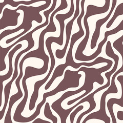 Vector seamless pattern with fluid organic shapes. Abstract coffeeshop texture with wavy flowing forms, coffee and cream colors. Modern stylish repeated decorative design for background decor, wrap