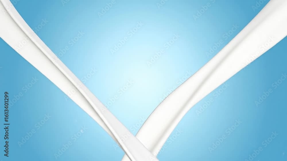 Aufkleber two streams of milk flowing against a light blue gradient background with a clean and abstract style