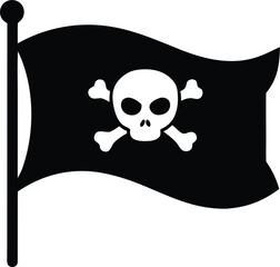 pirate flag with a skull and crossbones black silhouette vector,pirate flag icon