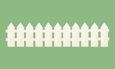 White palisade for garden or farm protection and decoration. Simple flat design element.