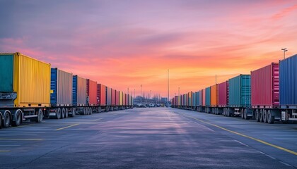 Parking container box arranged for distribution delivering global, business international transportation
