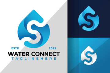 Letter S Water Connect Logo Icon Vector Design Illustration