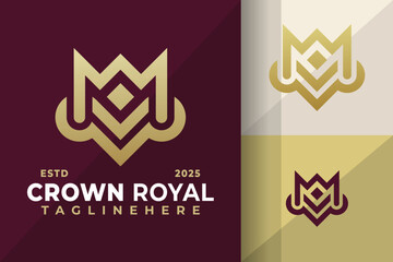 Letter M Royal Crown Logo Icon Vector Design Illustration