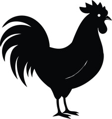 rooster standing  black silhouette vector,rooster icon