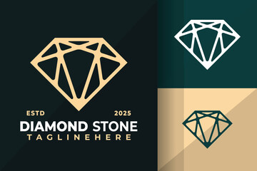 Diamond Stone Jewelry Logo Icon Vector Design Illustration