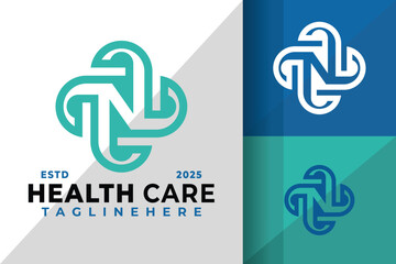 Letter N Health Care Logo Icon Vector Design Illustration