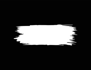 White Paint Brushstroke On Black Background Design Element.