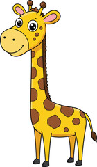 Obraz premium Cute Cartoon Giraffe Smiling and Standing – Jungle Animal Illustration for Kids, Safari Character Art, Wildlife Themes, and Decor