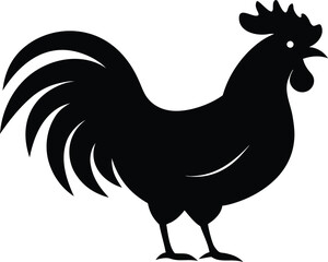 rooster standing  black silhouette vector,rooster icon