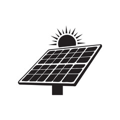 Solar panel with sun rays illustration energy electricity
