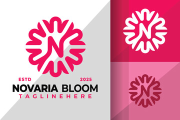 Letter N Bloom Elegant Symbol Logo Icon Vector Design Illustration