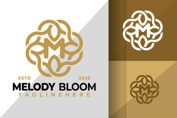 Letter M Flower Bloom Symbol Logo Icon Vector Design Illustration
