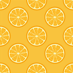 Orange seamless background. Round orange slices. Vector illustration