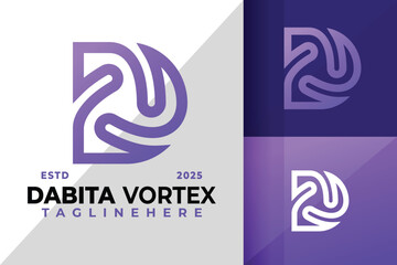 Letter D Vortex Symbol Logo Icon Vector Design Illustration