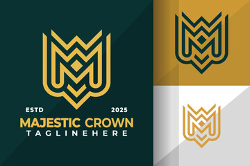 Letter M Majestic Crown Logo Icon Vector Design Illustration