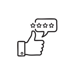 Thumb up with stars in speech bubble like rating