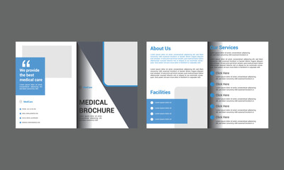 Healthcare & medical bifold brochure template design, Modern medical bi fold brochure design a4.