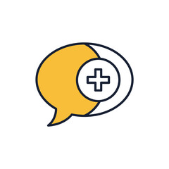 Fototapeta premium Speech bubble with a plus sign icon isolated on white background