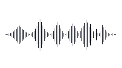 Audio Waveform Illustration Minimalist Sound Visualization with Lines for Podcast Music or Voice Recognition Technology in Black and White