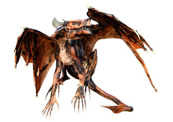 3D Rendering Fairy Tale Dragon on White