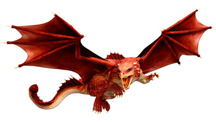 Naklejka premium 3D Rendering Fairy Tale Dragon on White