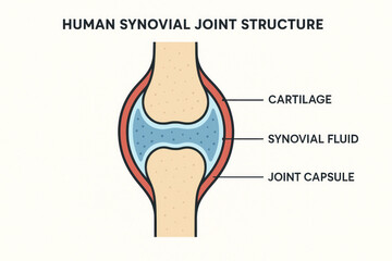 Human Synovial Joint Structure Illustration, Anatomy of Joint, Medical Diagram [Illustration]