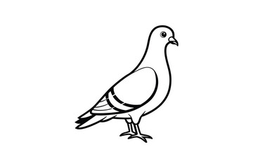 Fototapeta premium Simple Black and White Line Drawing of a Pigeon