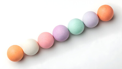 Minimal 3D Pastel Balls in Soft colors Aligned on White Background
