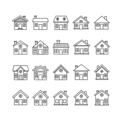 Vector illustration of collection of various house outline icons