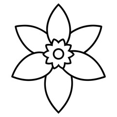 Cute daffodil flower butterfly flora nature icon line airt vactor Illustrations on white backgroud.