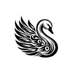 Fototapeta premium An elegant swan with ornate details isolated on white background