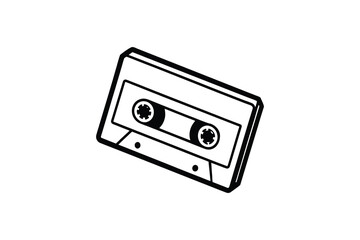 Obraz premium Simple Black and White Retro Cassette Tape Graphic
