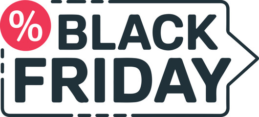 Black Friday savings with special percentage rates enclosed in an arrow shape showing savings