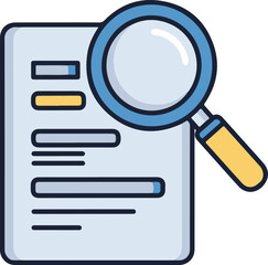Document and Magnifying Glass Icon for Search and Analysis