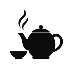 tea pot and cup silhouette vector illustration for tea time concept and hot beverage design element