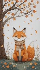 Peaceful Fall Moment: A Content Fox Enjoying Autumn's Embrace