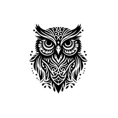 Obraz premium An intricately designed owl stares intently, isolated on white background