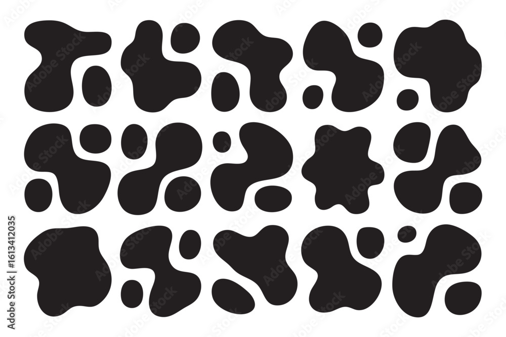 Poster abstract irregular blob shape collection vector set a diverse selection of amorphous form elements f