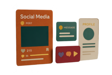 Social media interface design elements.