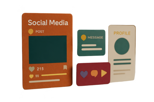 Social media interface design elements.