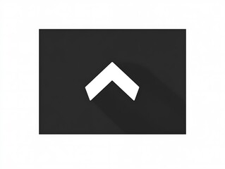 A white upward arrow symbol over a black square background