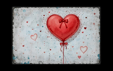 Floating Affection: Artistic Red Heart with Splashes of Love