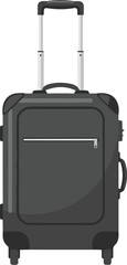 Modern Black Rolling Suitcase Isolated Vector Illustration for Travel and Business Trips