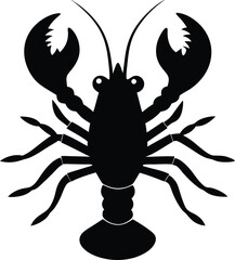 Obraz premium Lobster Silhouette, Lobster icon or logo Silhouette, Crawfish Vector Icon Flat Design Crayfish , silhouette Vector illustration
