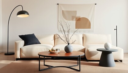 Modern Living Room Interior with Sofa Coffee Table and Decor