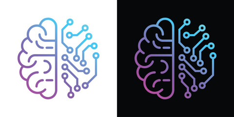 Artificial Intelligence AI Chip in Human Brain. Artificial Intelligence icon with Machine learning, Digital Skills, Generative AI, AI Technology, Algorithm, Virtual Intelligence and Future Technology