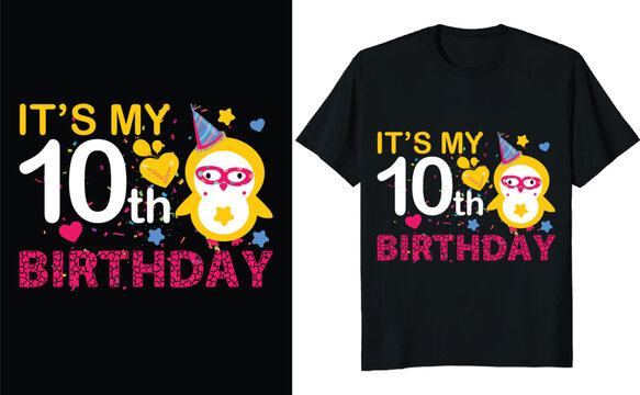 It's My 10th Birthday T-shirt Design with Fun and Colorful Typography for Kids