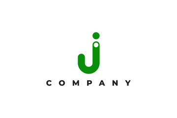 letter j power on minimal logo design
