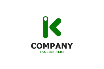 letter k power on minimal logo