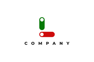 letter l power on and off minimal logo